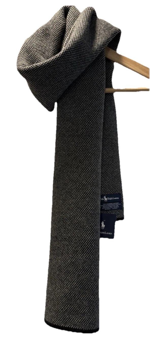 Ralph Lauren Black & White Small Check 100% Cashmere Scarf 61” x 10.5” Mens